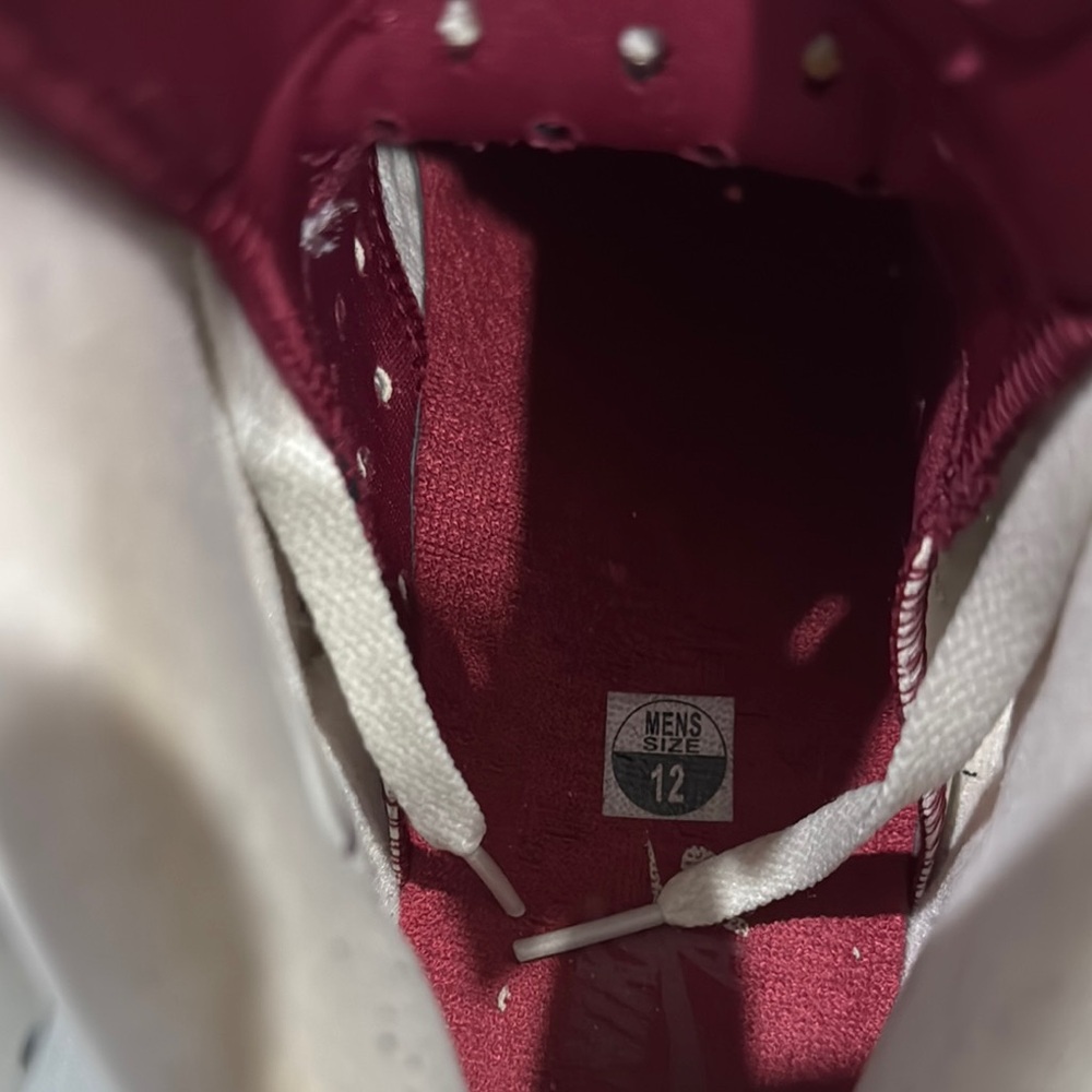 Jordan Retro High Top Sneakers White and Maroon - Picture 5 of 6
